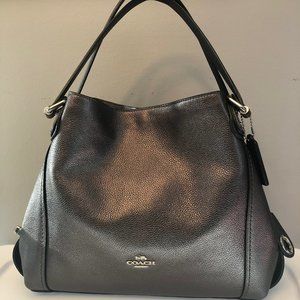 COACH Edie Shoulder Bag in Metallic Leather